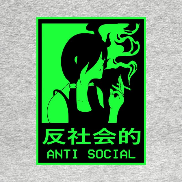 “Manga-Inspired Anti-Social Artwork Featuring a Smoking Female Character” by wisscreation